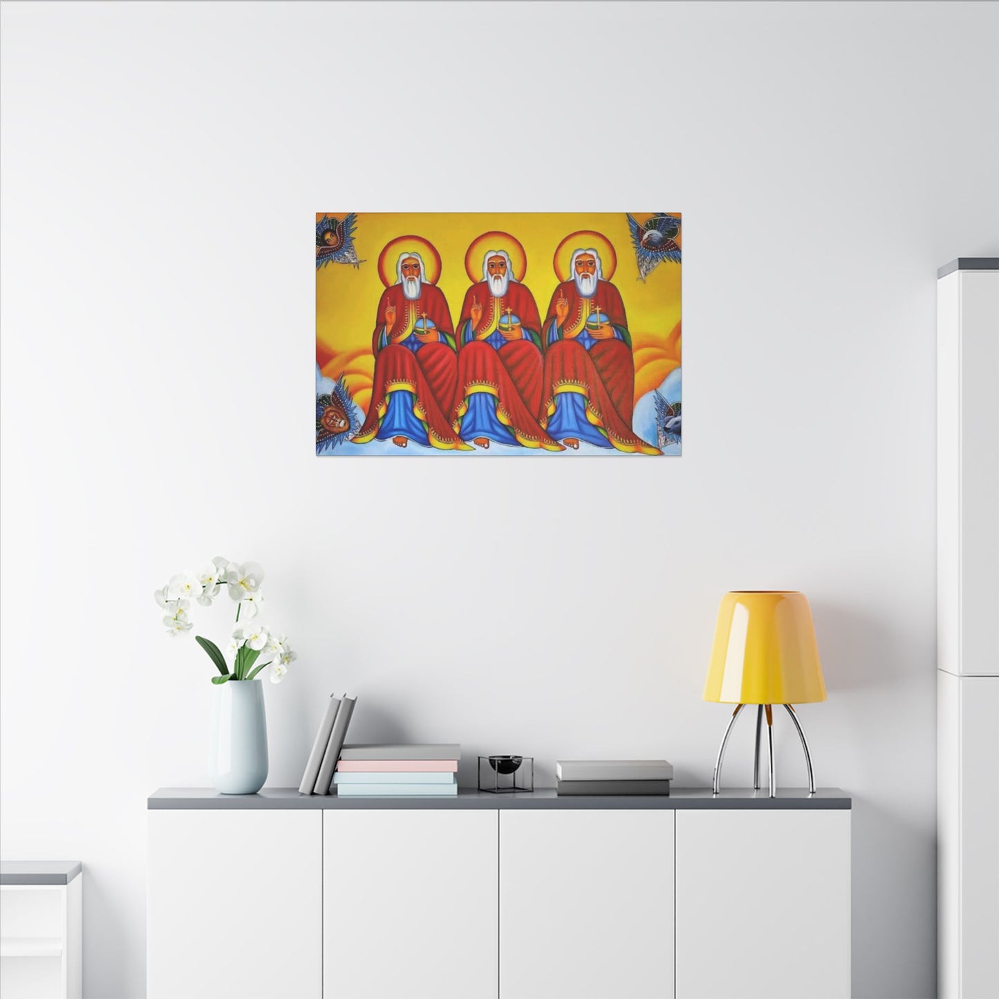Matte Canvas, Stretched, 0.75" (Multi-Size) Holy Trinity Icon Kidist Silassie