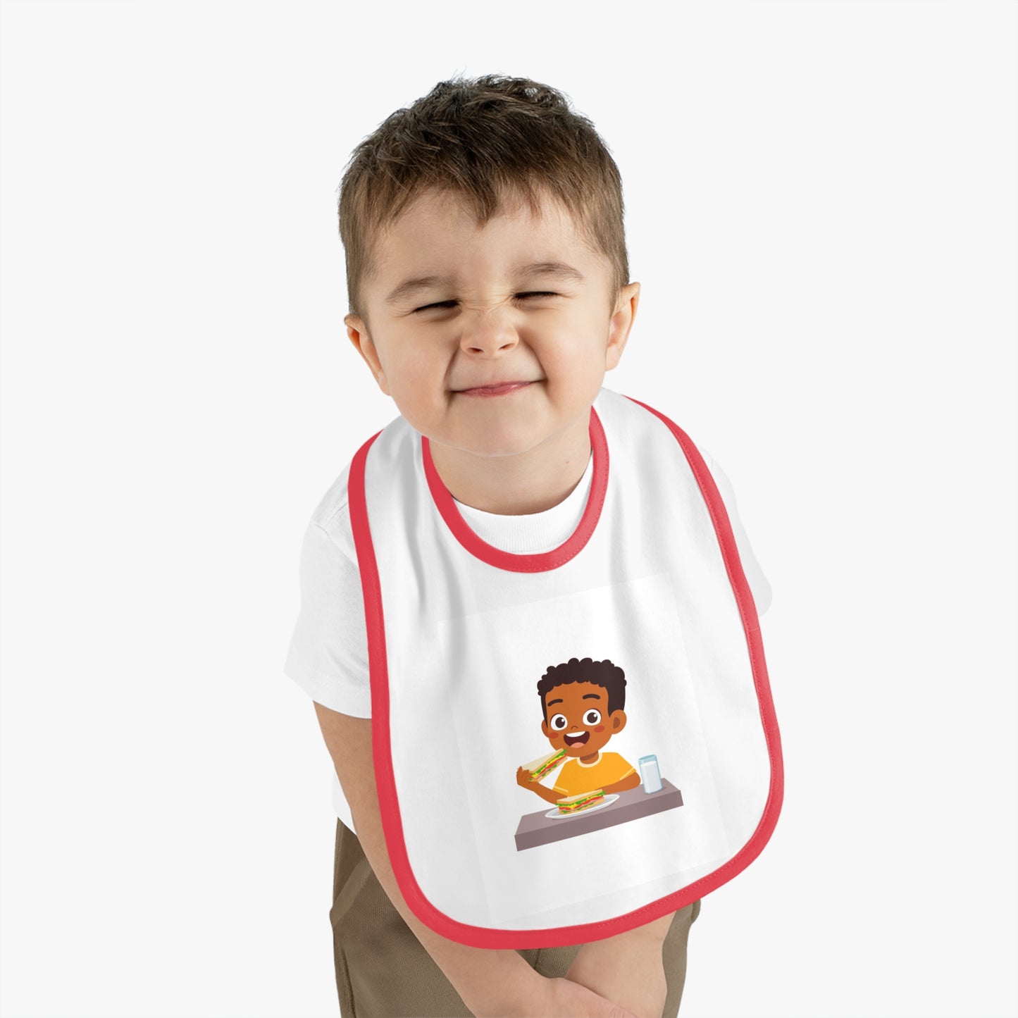 Baby Contrast Trim Jersey Bib