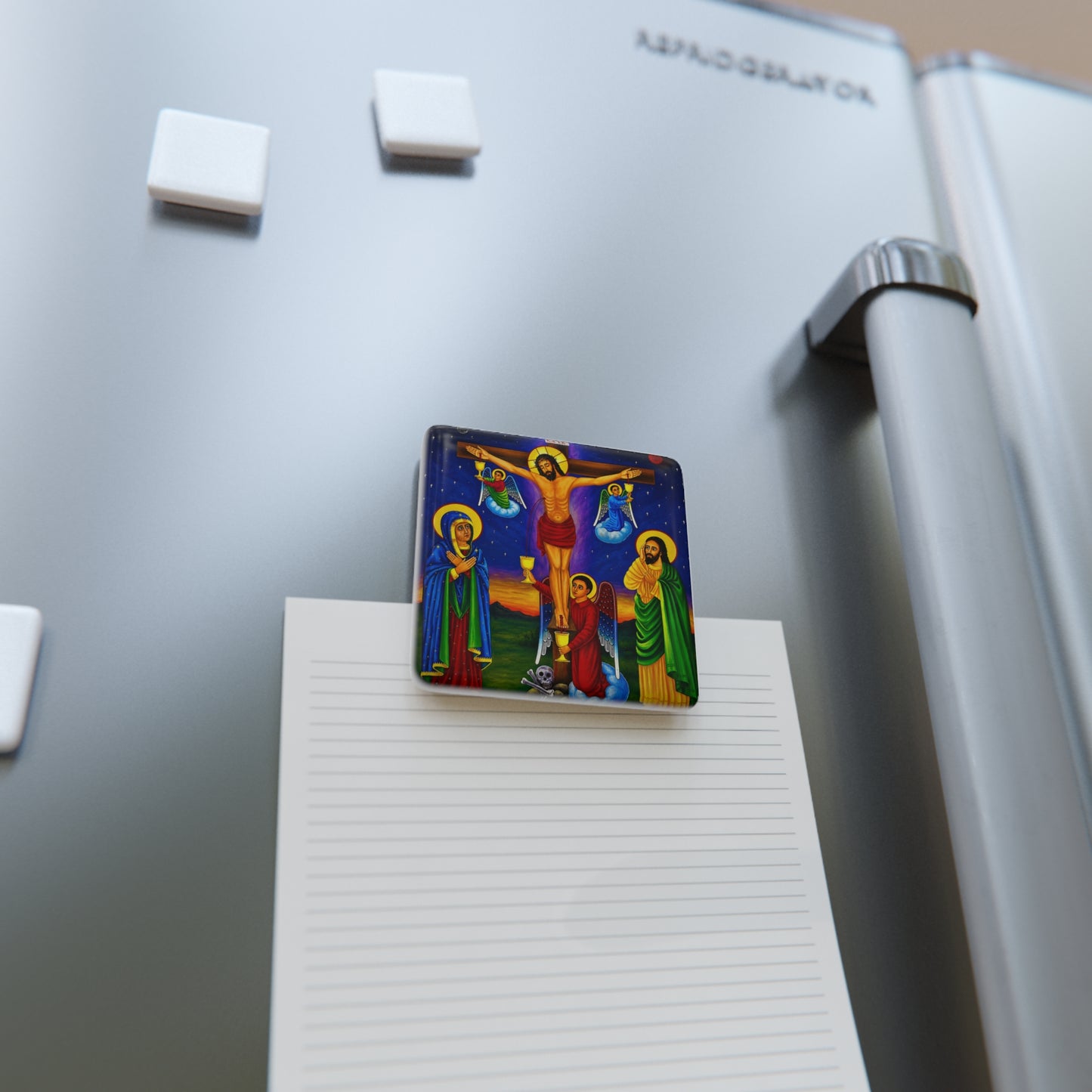 The Crucifixion of Our Lord የጌታችን ስቅለት - Porcelain Magnet, Square