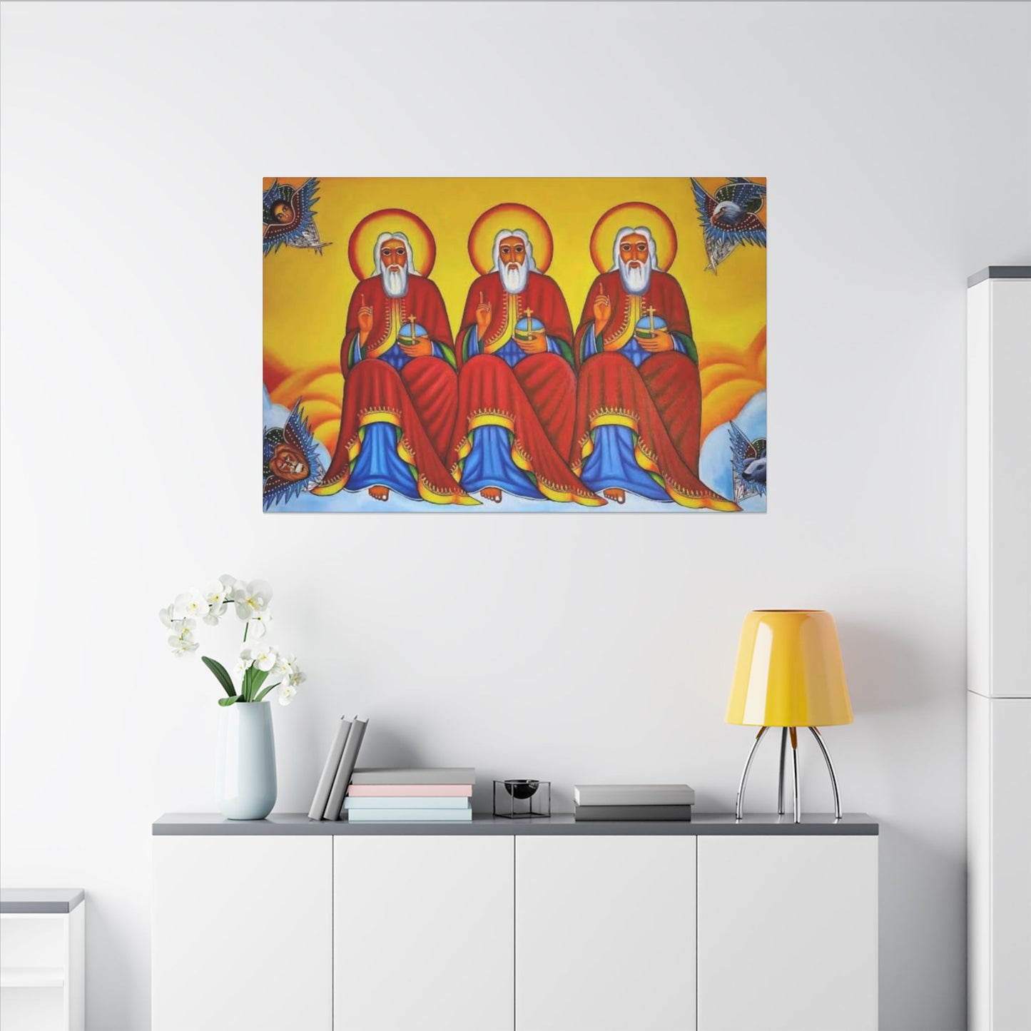 Matte Canvas, Stretched, 0.75" (Multi-Size) Holy Trinity Icon Kidist Silassie