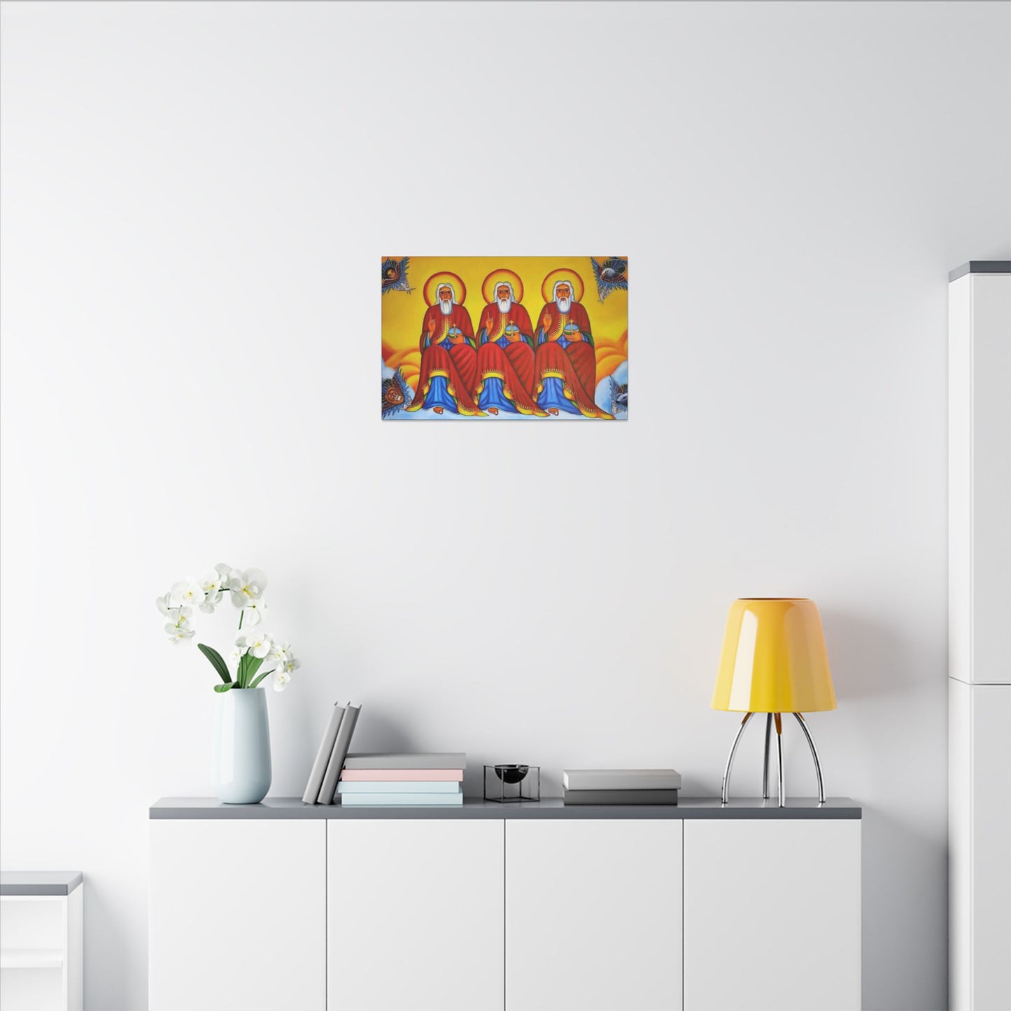 Matte Canvas, Stretched, 0.75" (Multi-Size) Holy Trinity Icon Kidist Silassie