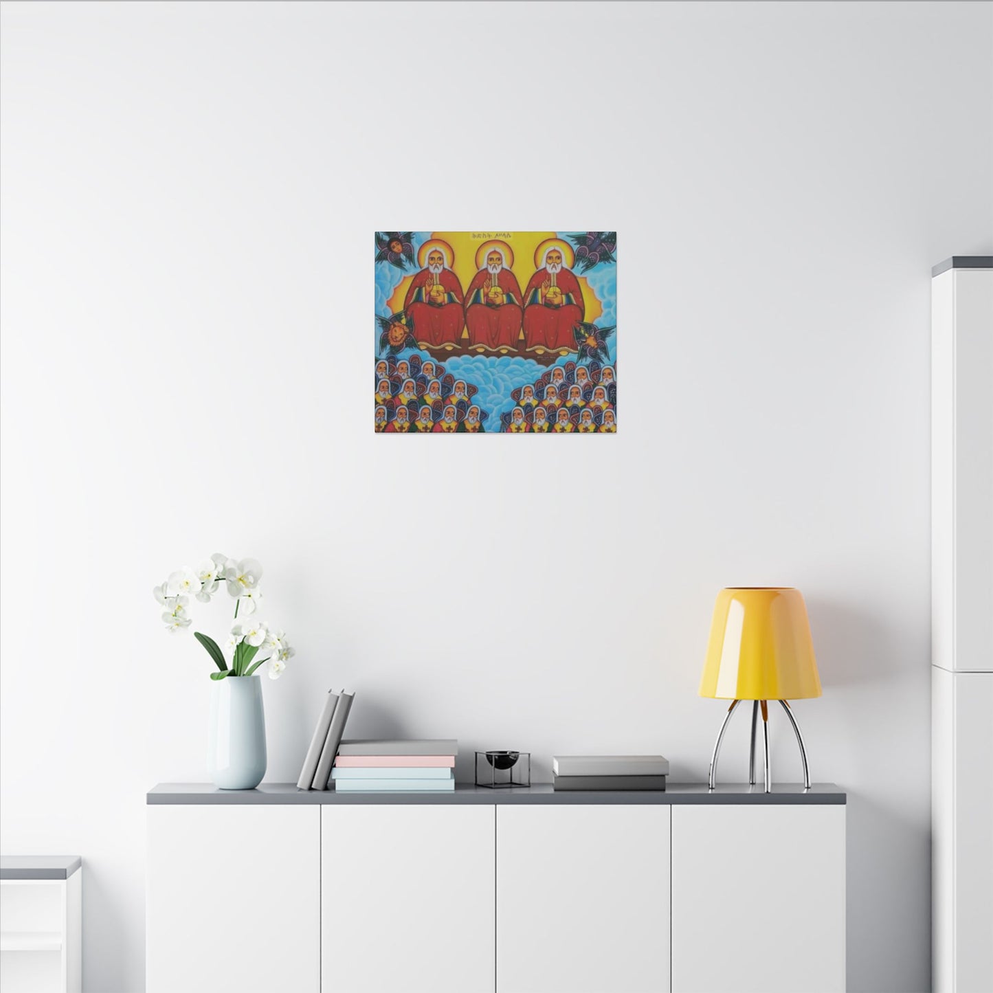 Matte Canvas, Stretched, 0.75" (Multi-Size) Holy Trinity Icon Kidist Silassie