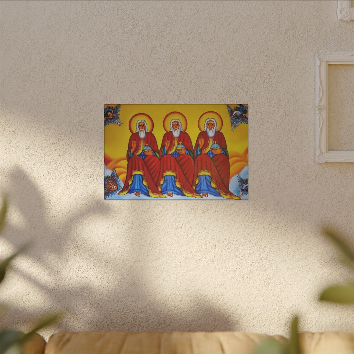 Matte Canvas, Stretched, 0.75" (Multi-Size) Holy Trinity Icon Kidist Silassie