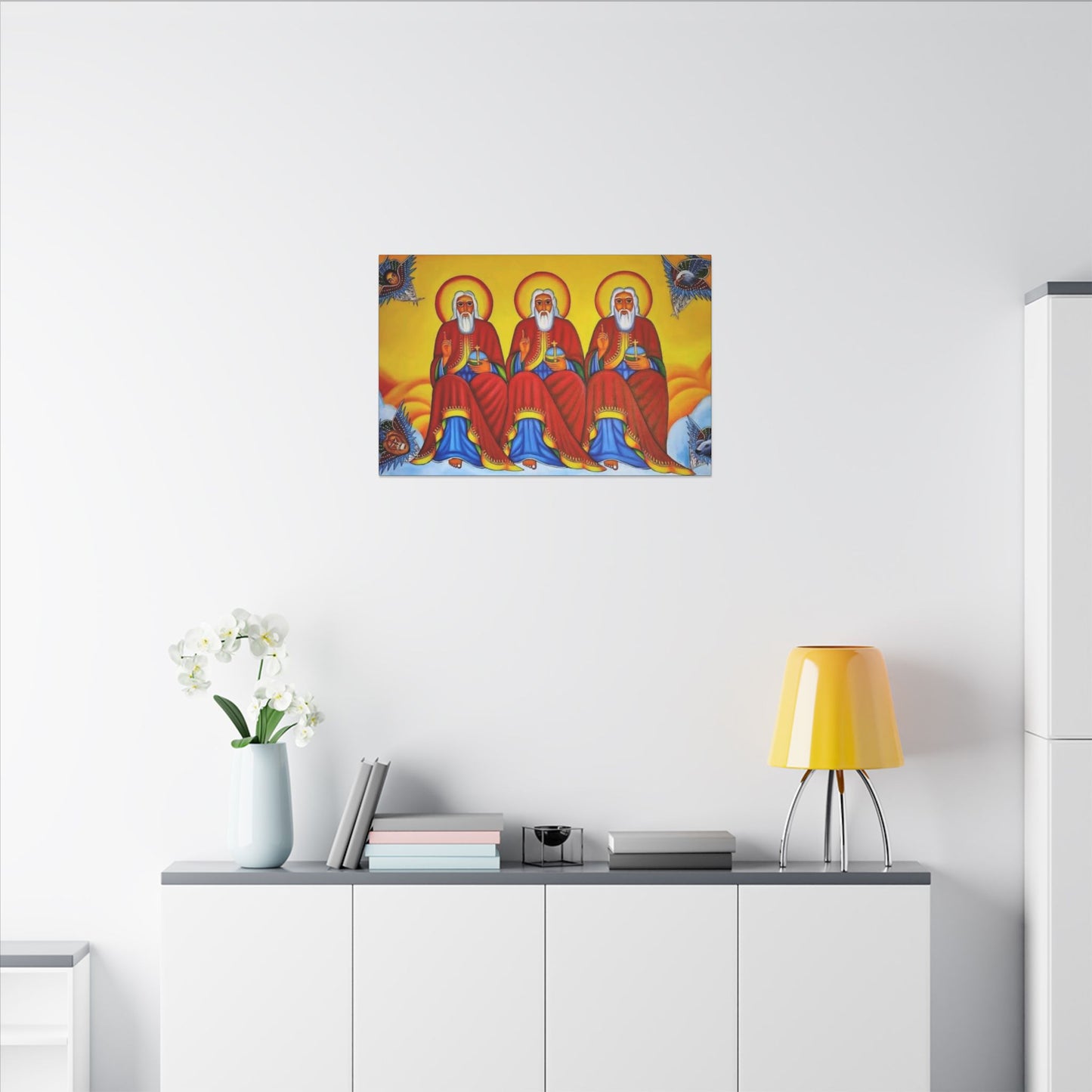 Matte Canvas, Stretched, 0.75" (Multi-Size) Holy Trinity Icon Kidist Silassie