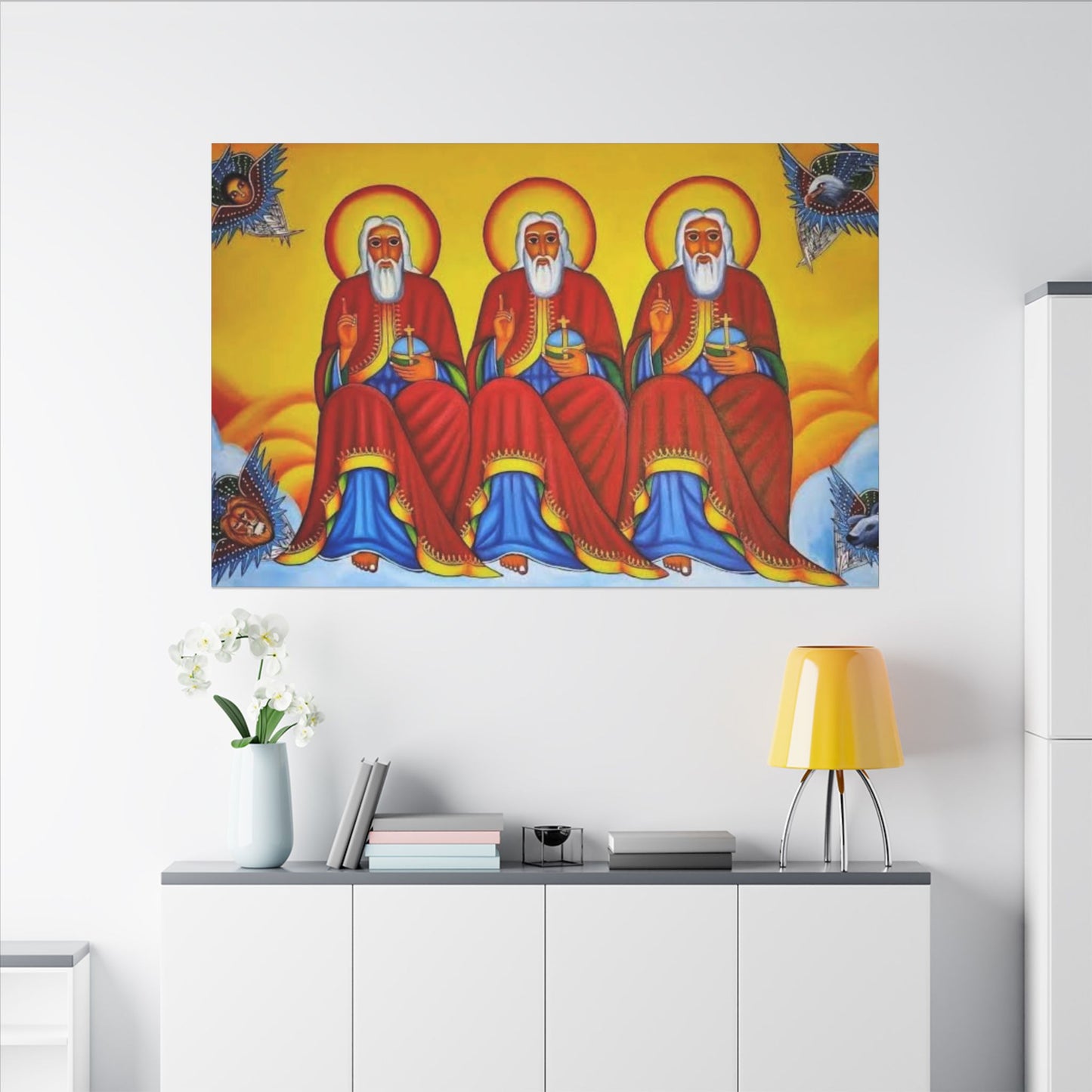 Matte Canvas, Stretched, 0.75" (Multi-Size) Holy Trinity Icon Kidist Silassie