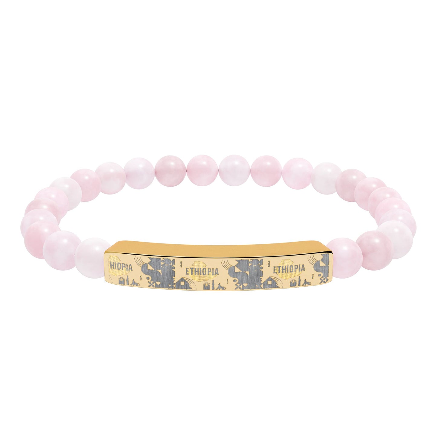 Natural Stone Stretch Bar Bracelet (Engraving) Ethiopia