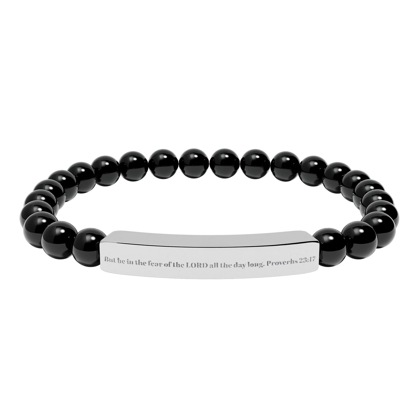Natural Stone Stretch Bar Bracelet (Engraving)