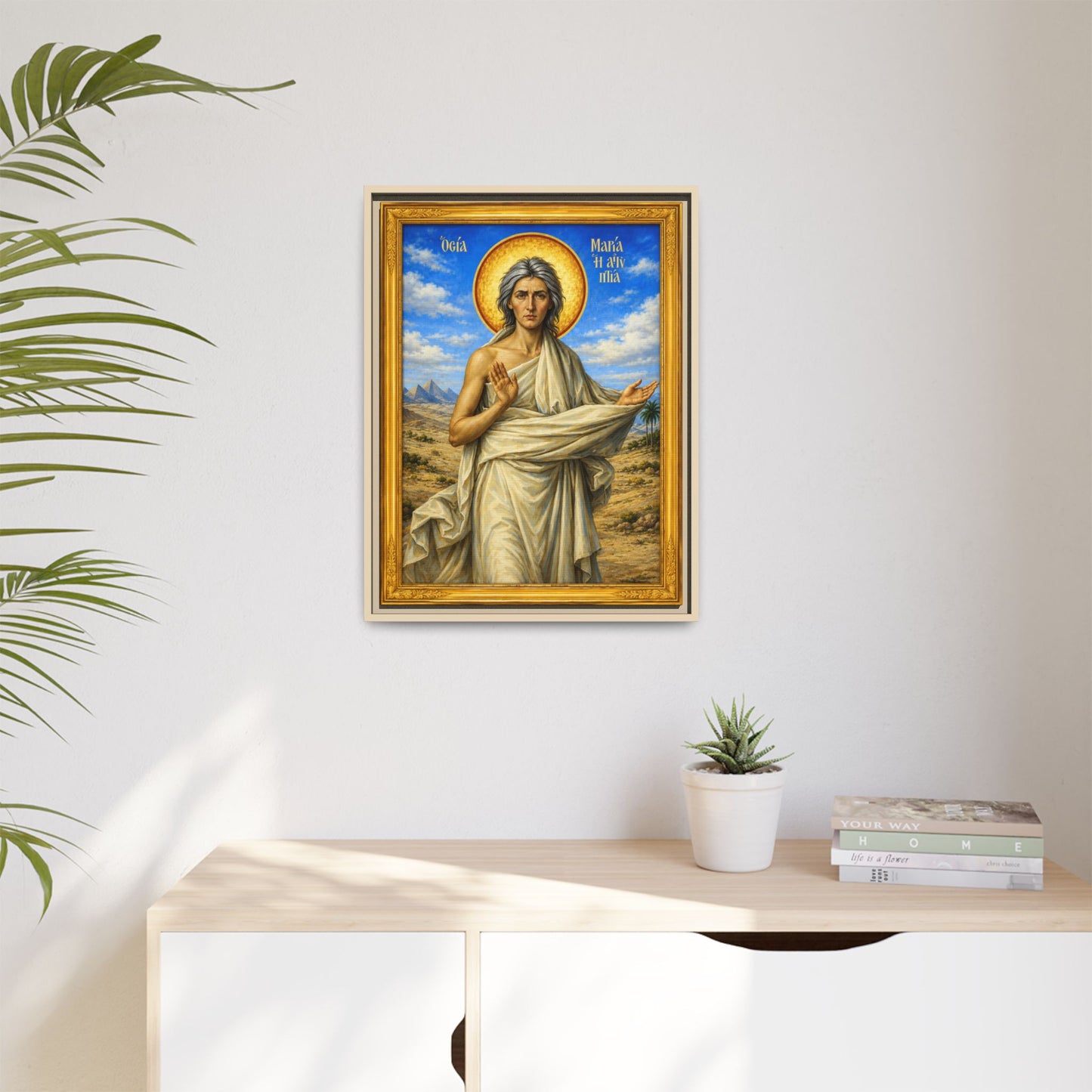 Mary the Egyptian ማርያም ግብፃዊት - Matte Canvas, Framed (Multi-color)