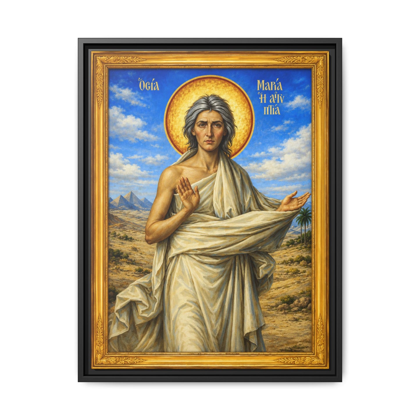 Mary the Egyptian ማርያም ግብፃዊት - Matte Canvas, Framed (Multi-color)
