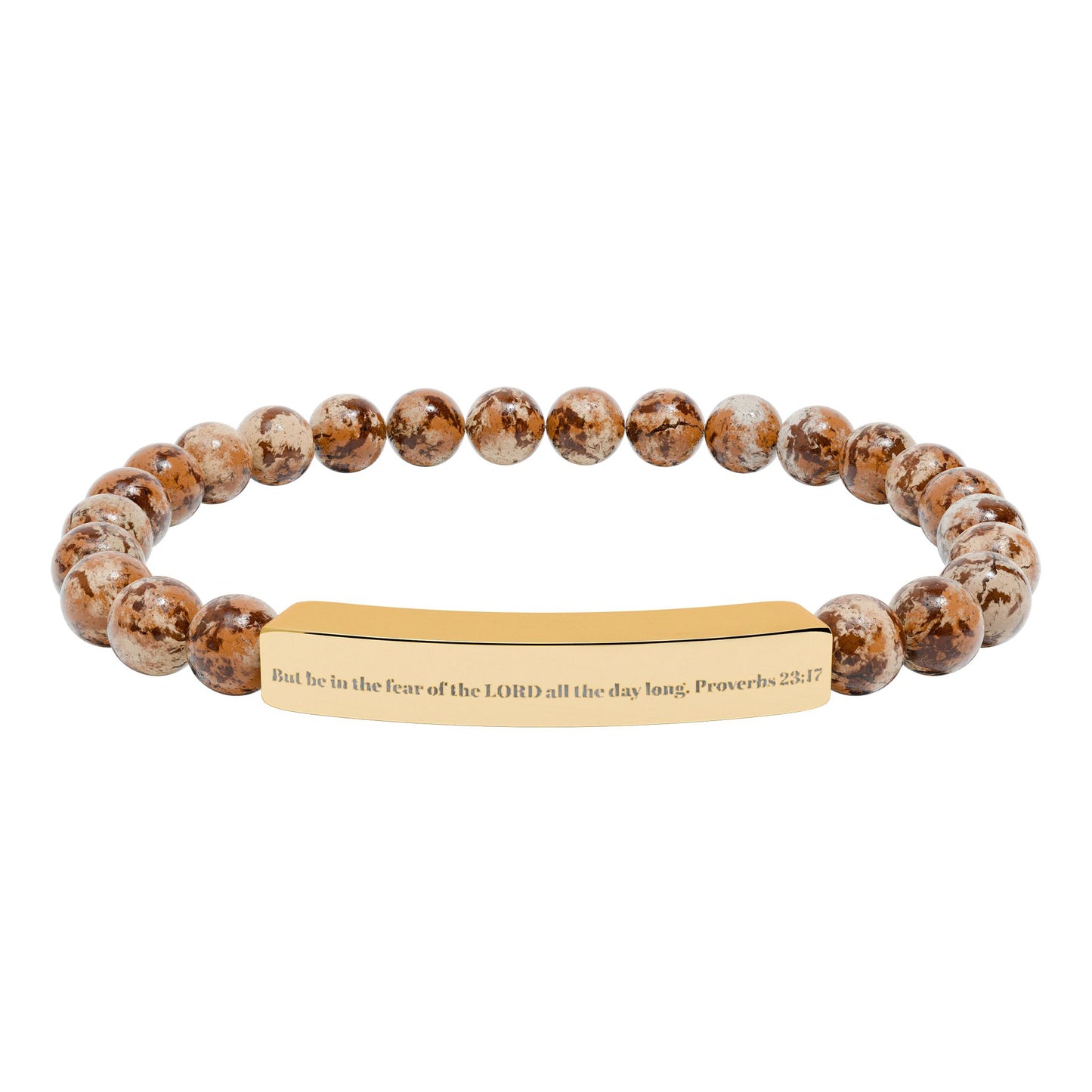 Natural Stone Stretch Bar Bracelet (Engraving)