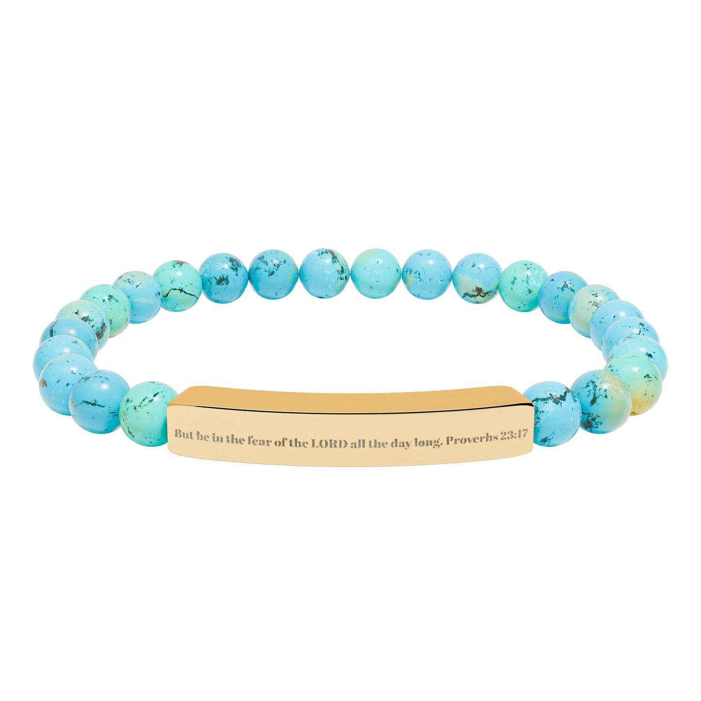 Natural Stone Stretch Bar Bracelet (Engraving)