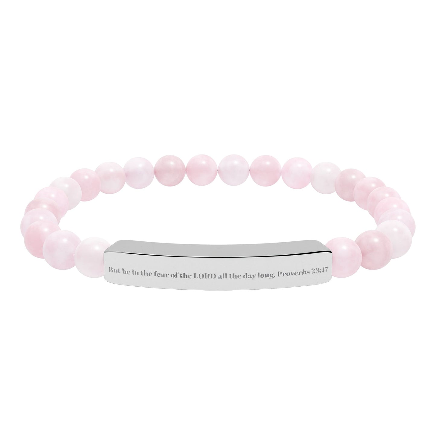 Natural Stone Stretch Bar Bracelet (Engraving)
