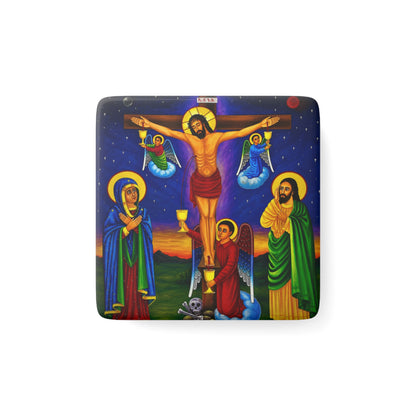 The Crucifixion of Our Lord የጌታችን ስቅለት - Porcelain Magnet, Square