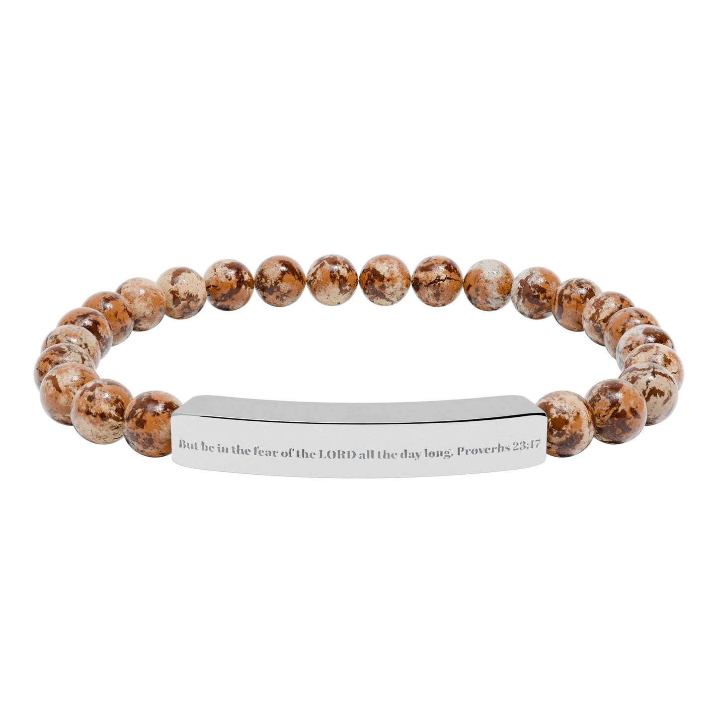 Natural Stone Stretch Bar Bracelet (Engraving)