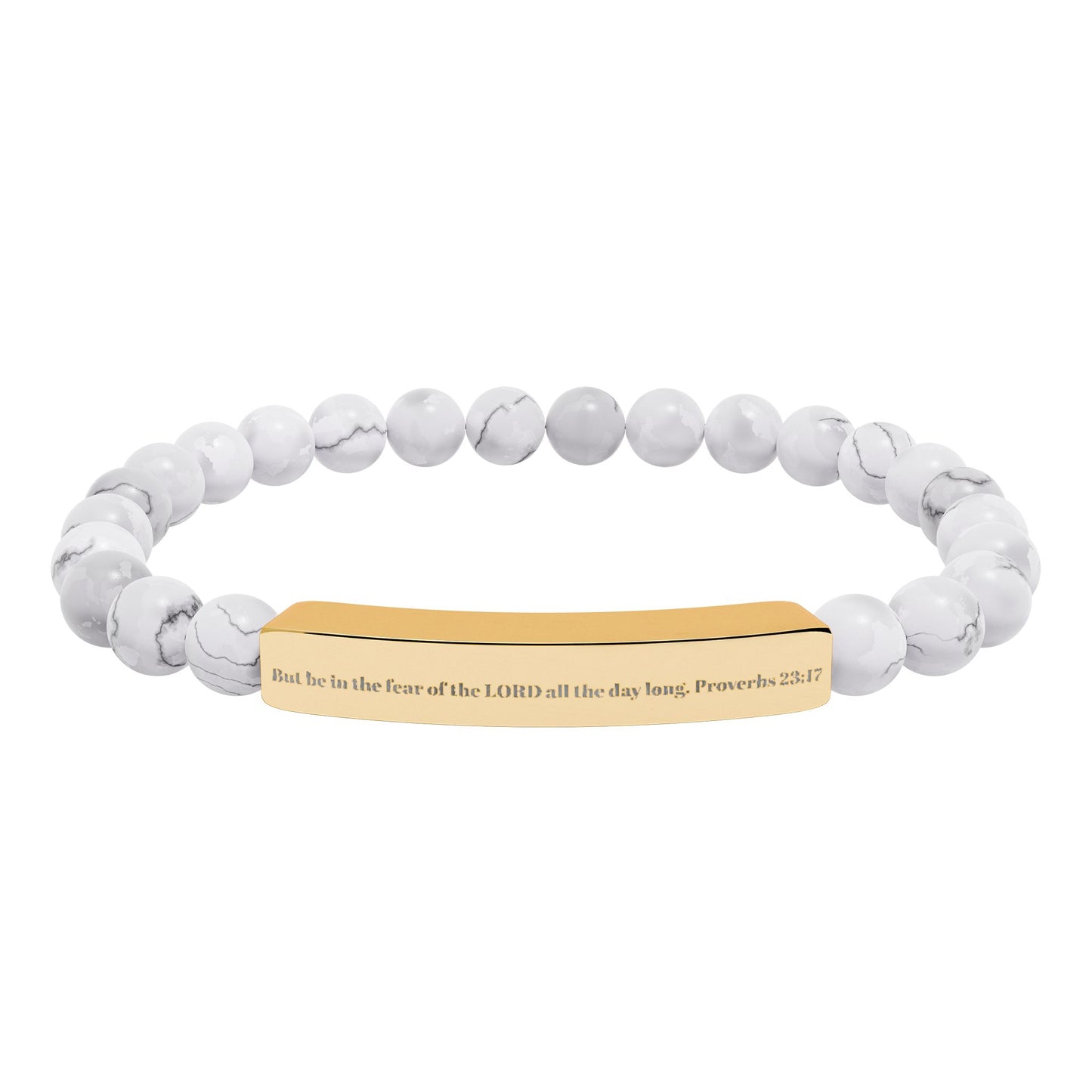 Natural Stone Stretch Bar Bracelet (Engraving)