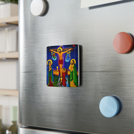 The Crucifixion of Our Lord የጌታችን ስቅለት - Porcelain Magnet, Square