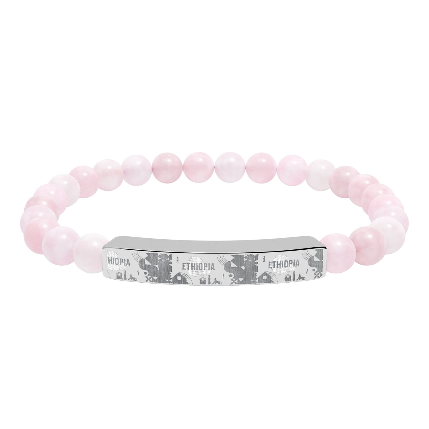 Natural Stone Stretch Bar Bracelet (Engraving) Ethiopia