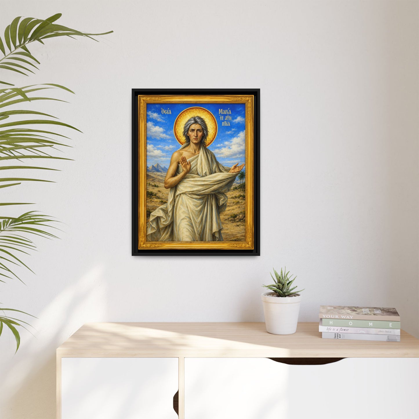 Mary the Egyptian ማርያም ግብፃዊት - Matte Canvas, Framed (Multi-color)